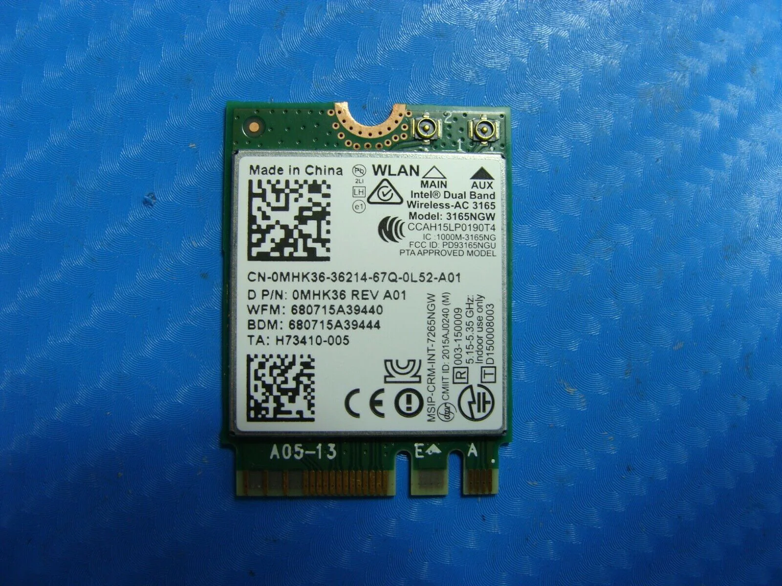 dell vostro 5468 laptop Laptop Wifi Receiver Wireless-AC 3165 Dual Band  4.0 M.2 802.11 ac/a/b/g/n Wifi Card - MHK36